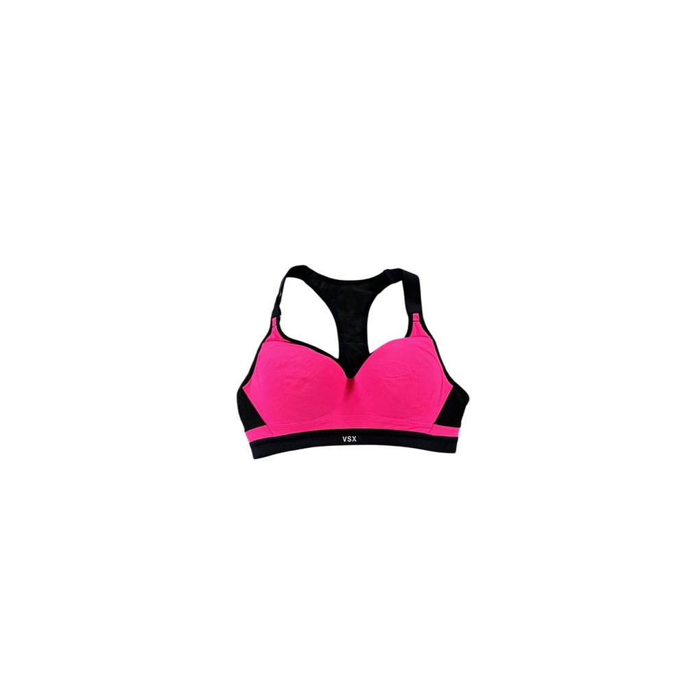 VSX Victorias Secret Pink Black Racerback Padded Sports Bra Size Small